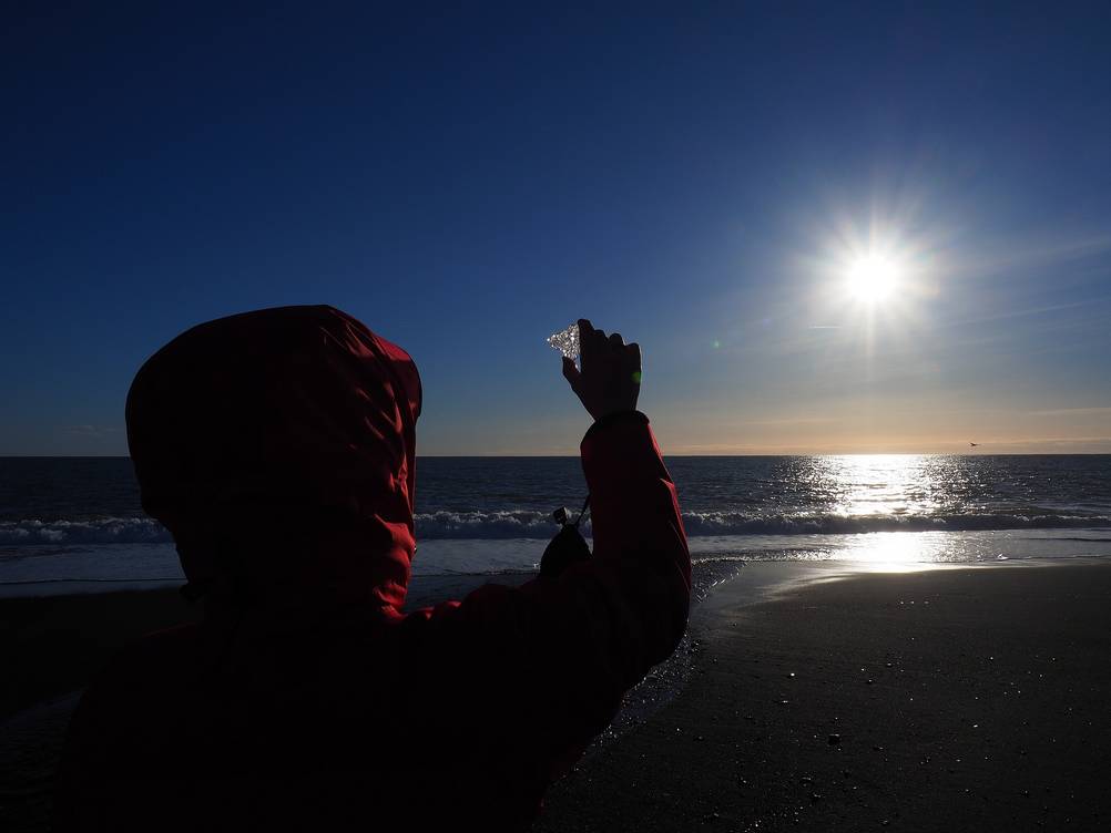 Diamond beach in Iceland on a sunny day