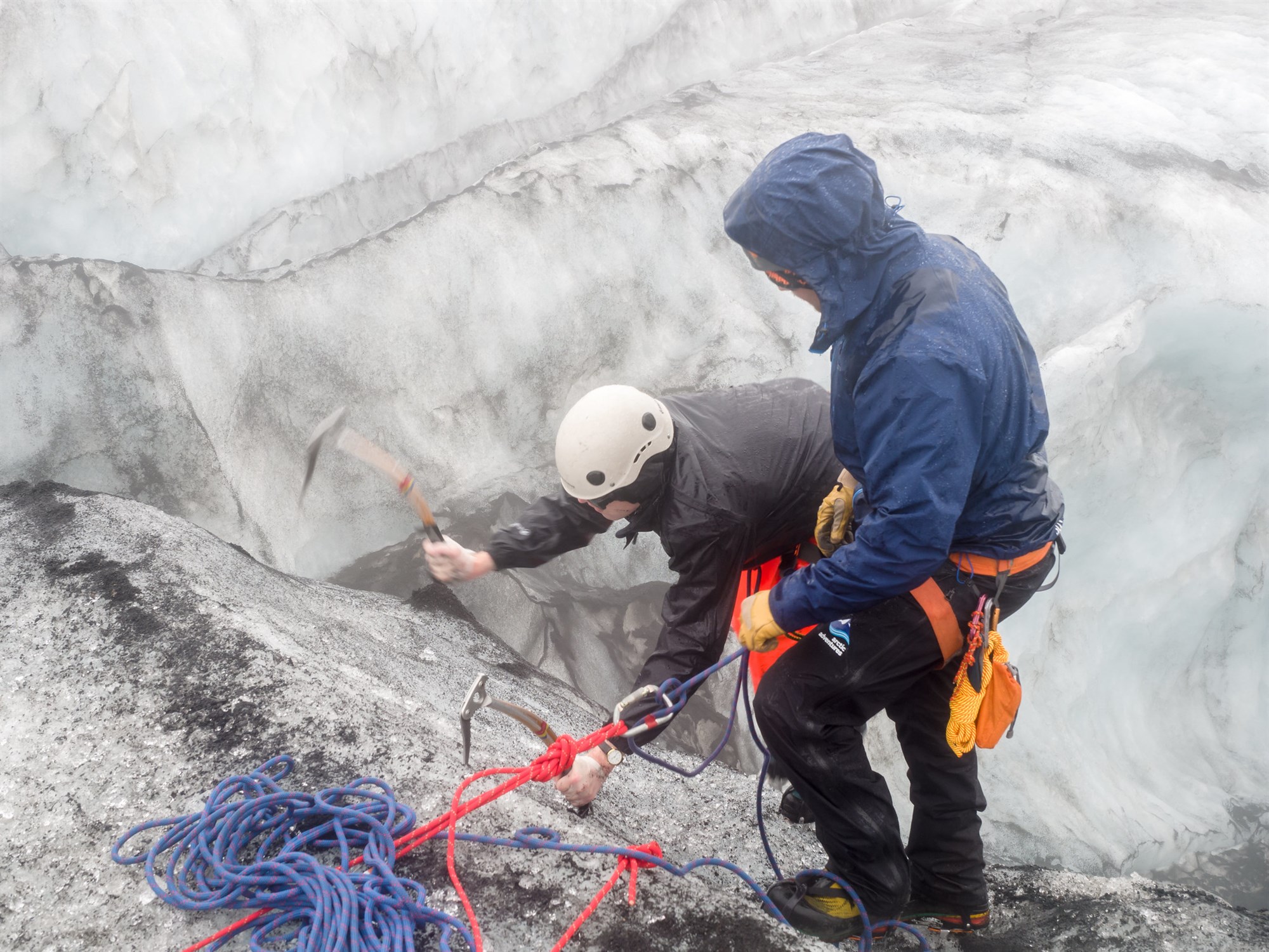 Ice climbing on an Icelandic glacier